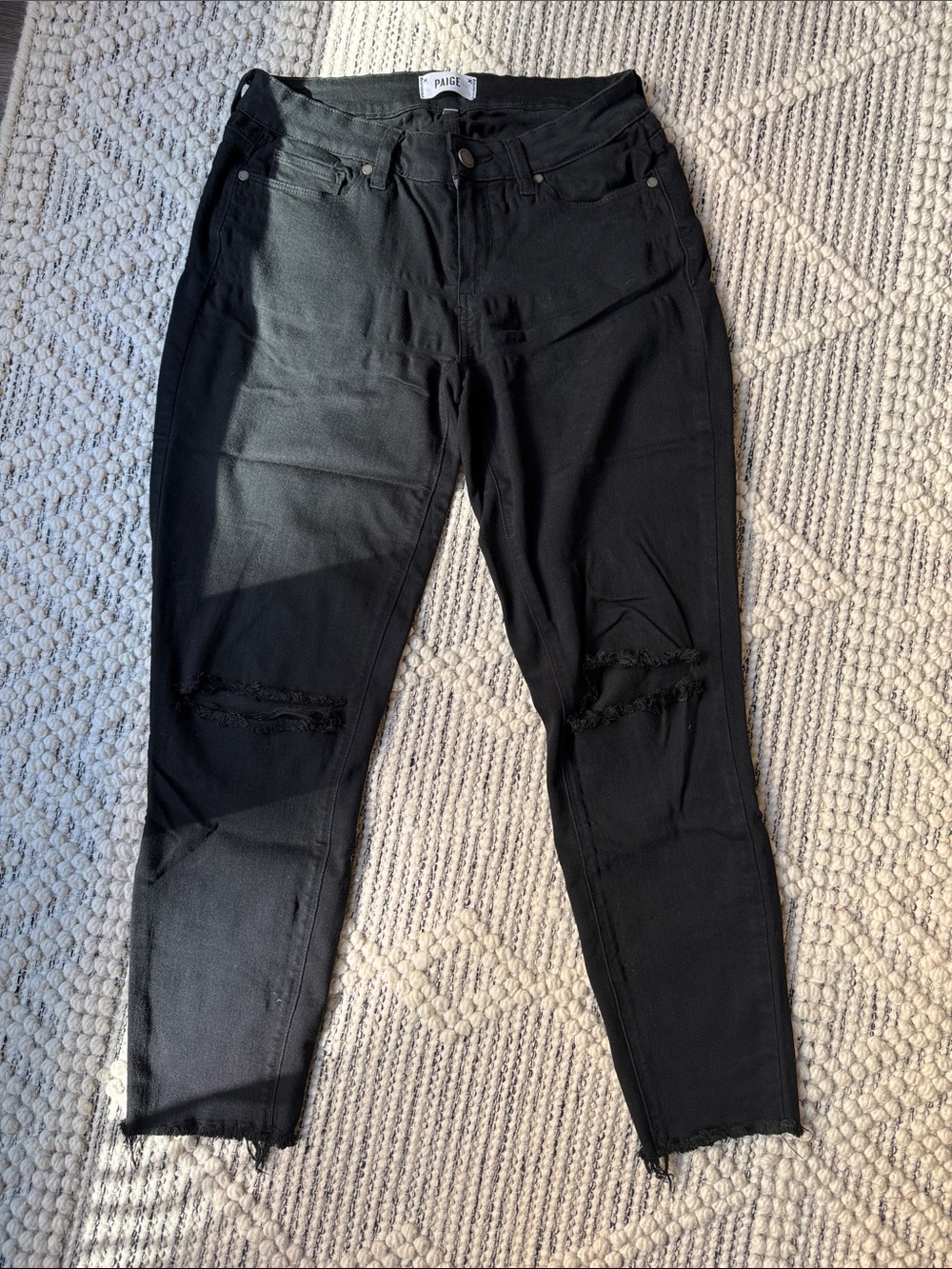 PAIGE Black Skinny Jeans with Knee Distressing - size 28